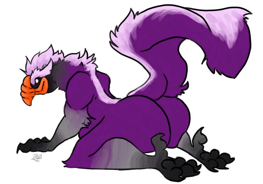 1boy 2020s 2024 anthro anthro_only ass avian big_ass bird claws crash_(series) crash_of_the_titans dilla-croc eagle feet furaffinity_link furry furry_male hybrid male male_focus male_only signature simple_background skunk_tail solo solo_male stench_(crash_series) tail video_games white_background