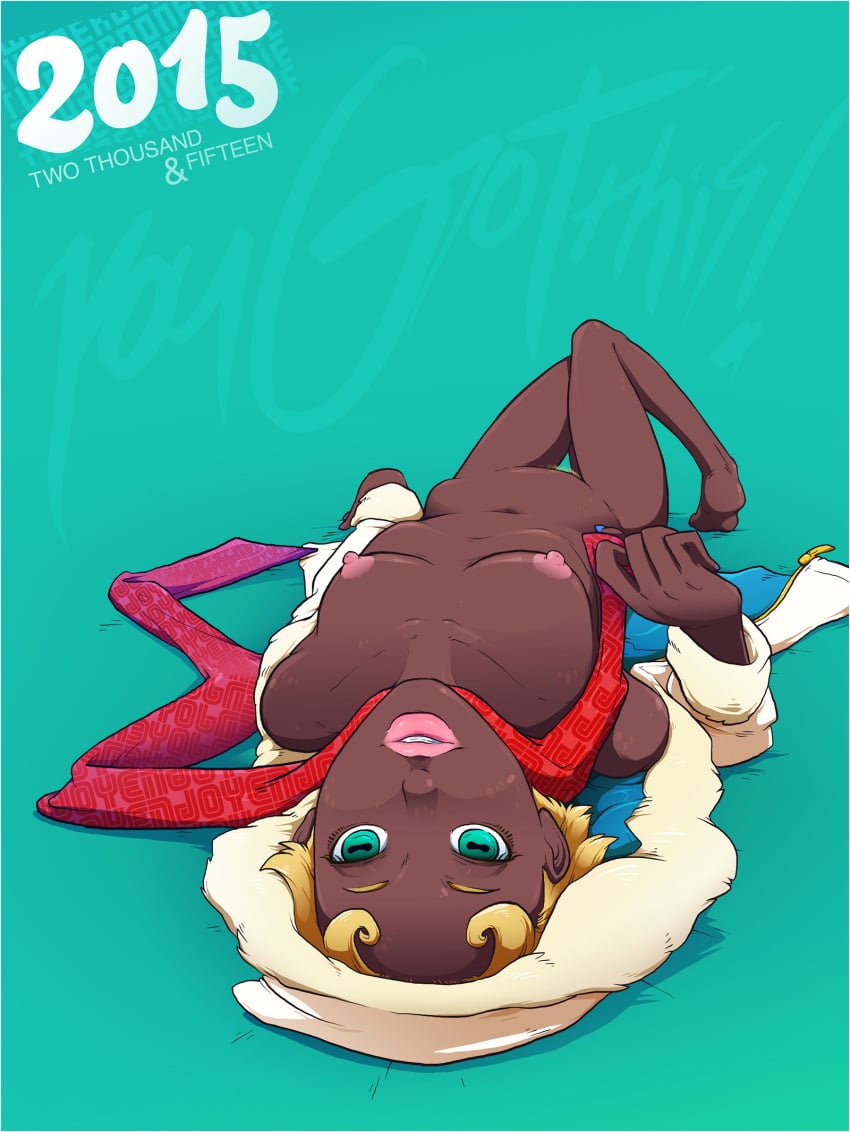 1girls animal_eyes aqua_eyes barefoot blonde_hair blonde_pubic_hair breasts dark-skinned_female dark_skin feet female goat_girl green_eyes hood horizontal_pupils lying nipples pubic_hair short_hair solo solo_female sparrow_(artist)