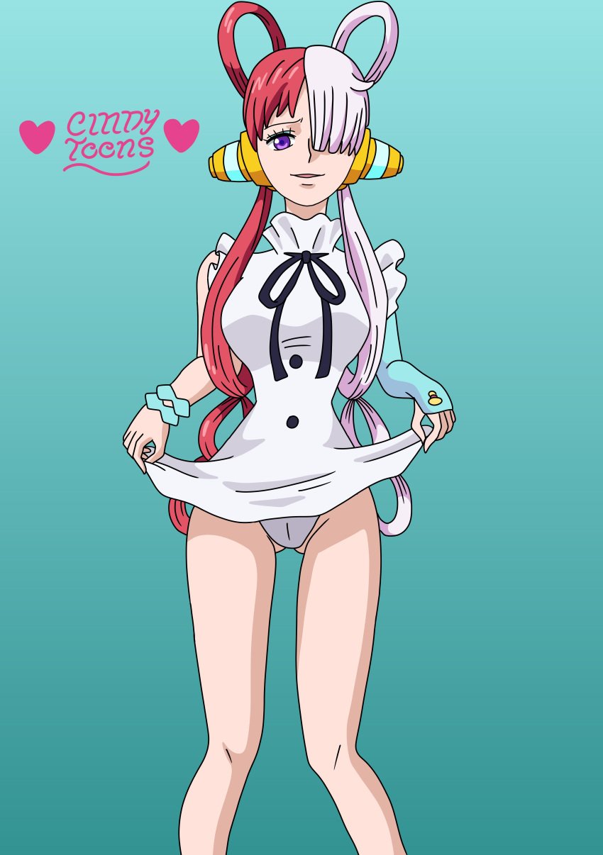 breasts cindy_toons female female_only long_hair long_legs one_piece panties panties_under_pantyhose showing_pussy skirt thighs under_skirt uta_(one_piece)