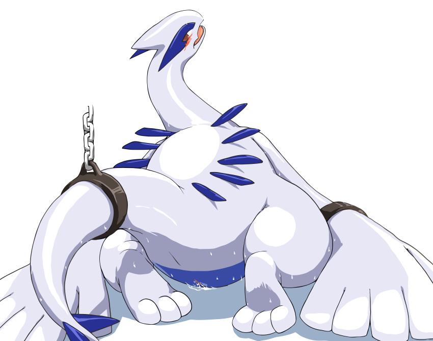 avian blush bondage bound chains female furry hi_res hindpaw looking_at_viewer looking_back lugia nintendo paws pokemon pokemon_(species) pokemon_focus pussy pussy_juice solo sweat vectorized video_games wkar