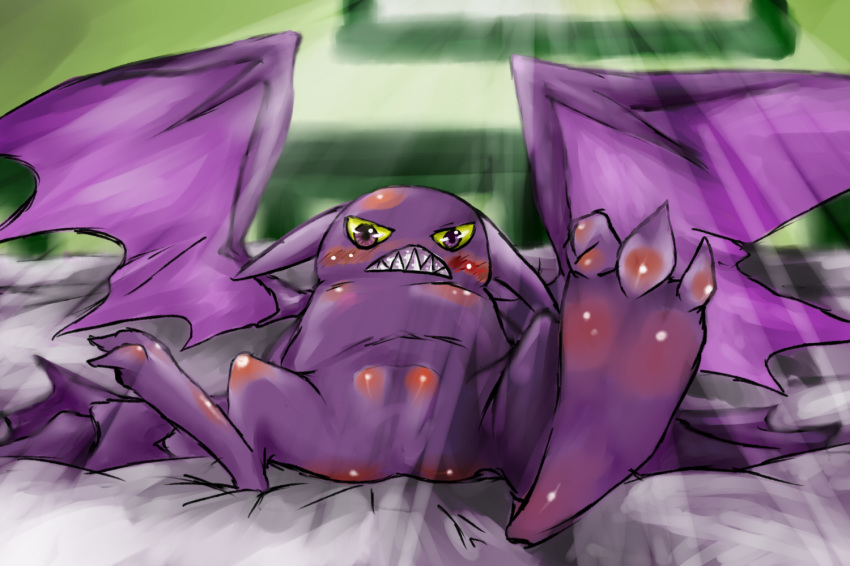 blush color crobat feet female female_only lying on_back open_eyes pokemon purple_eyes solo takkun_(kettenai)