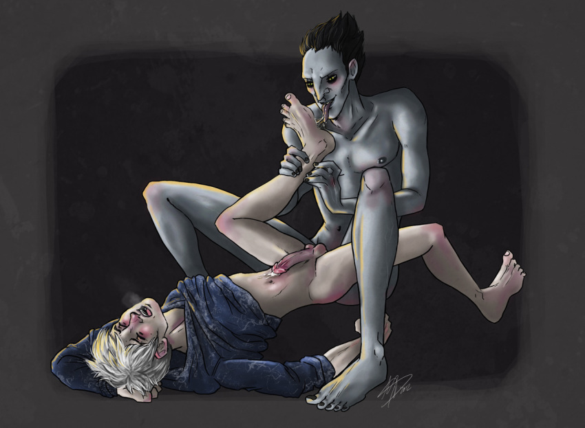 2boys anal bottomless gay jack_frost jack_frost_(rise_of_the_guardians) male male_only monster_boy multiple_boys penis pitch_black rise_of_the_guardians tagme white_hair yaoi