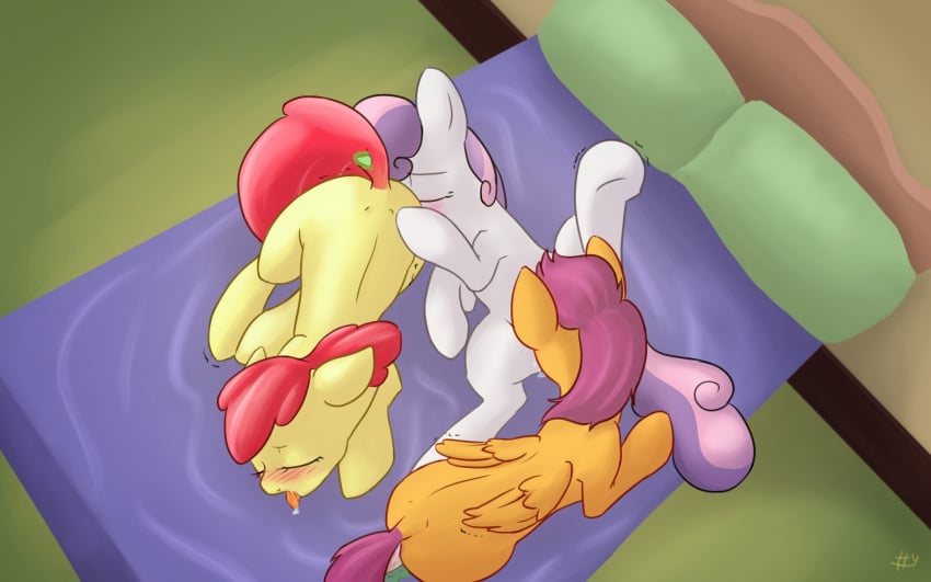 apple_bloom_(mlp) equine female friendship_is_magic horse my_little_pony open_mouth pony saliva scootaloo_(mlp) sharpy straight_hair sweetie_belle_(mlp) tongue