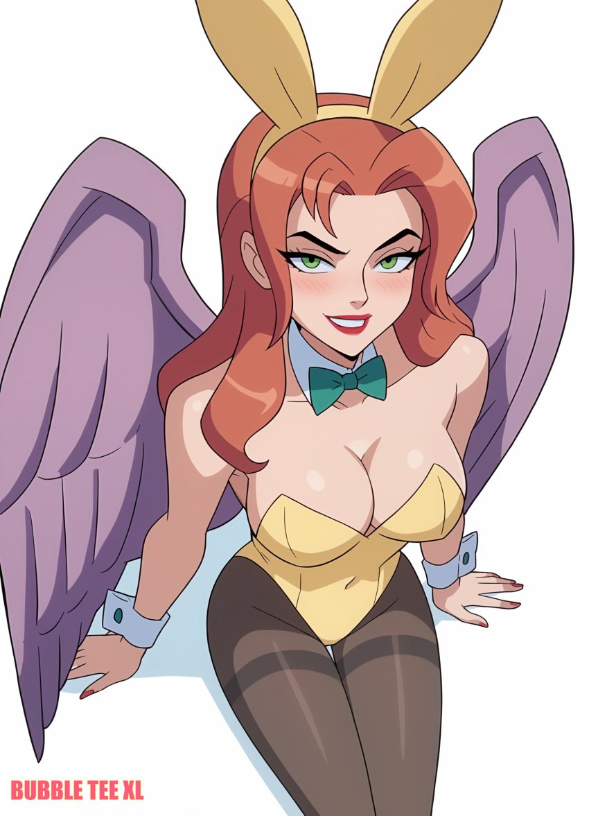 1female 1girls ai_generated bubbleteexl bunny_ears bunny_girl bunnysuit commentary_request dc dc_comics english_commentary female female_only hawkgirl light-skinned_female light_skin mixed-language_commentary solo solo_female wings