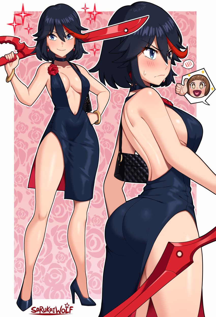 ass choker dress female female_only high_heels kill_la_kill matoi_ryuuko sarukaiwolf short_hair sideboob tagme