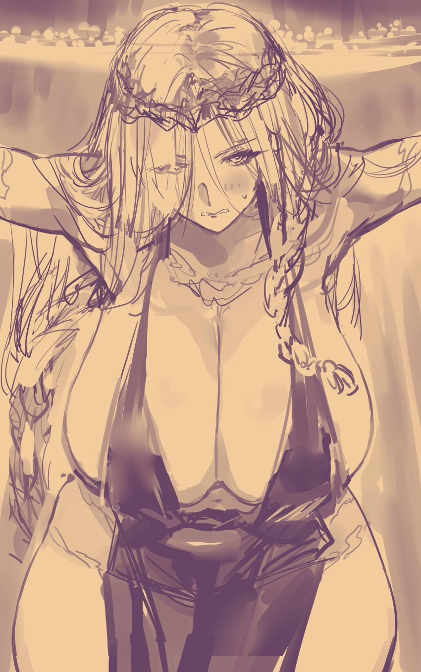 1girls big_breasts cleavage crown deity elden_ring female female_only fromsoftware goddess huge_breasts milf negresco queen_marika_the_eternal shadow_of_the_erdtree sketch thick_thighs wide_hips