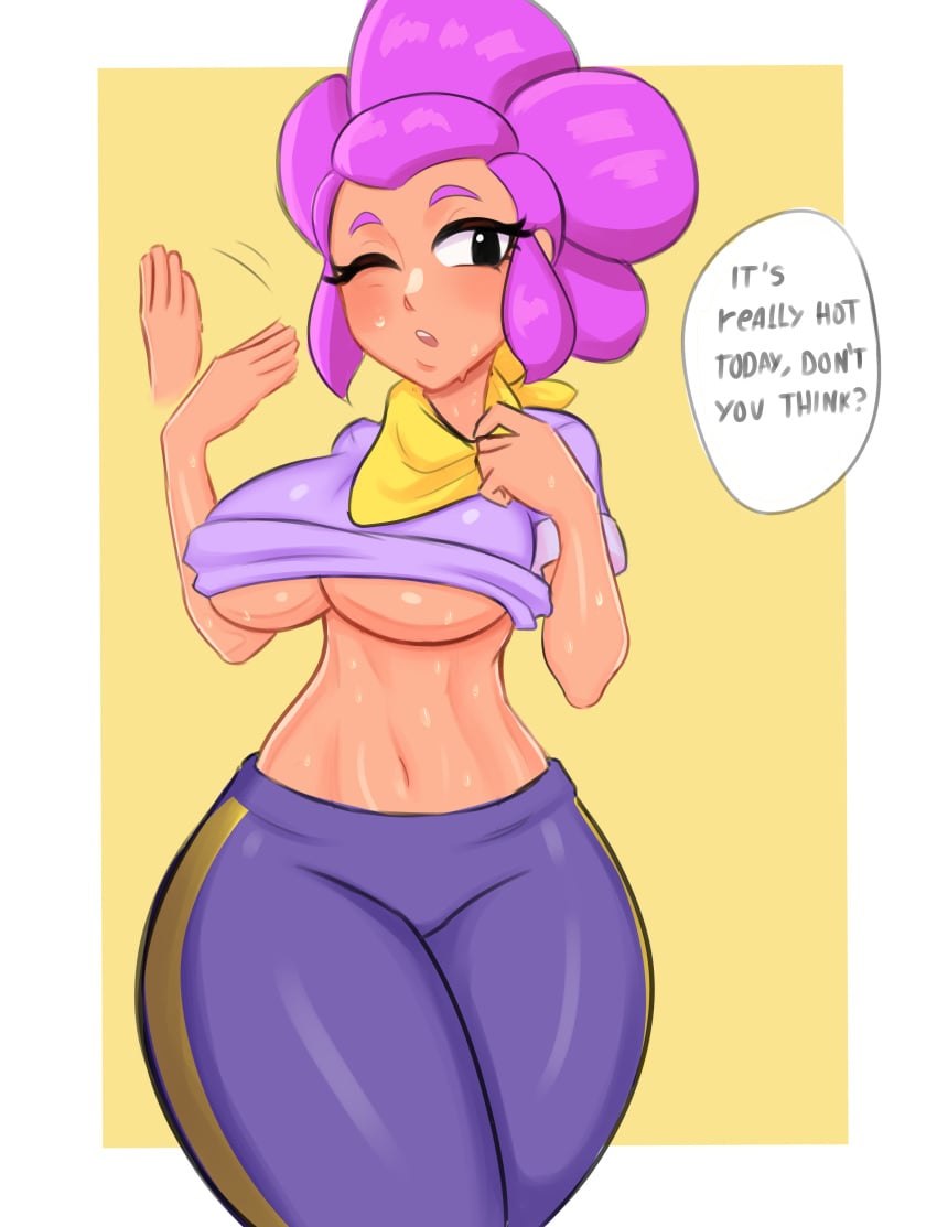 1girls belly big_thighs brawl_stars breasts clothed clothed_female female female_focus female_only he11_4ngel mouth navel no_bra one_eye_closed open_mouth pants purple_hair purple_hair_female shelly_(brawl_stars) solo solo_female solo_focus stomach sweat sweatdrop sweating sweaty thick_thighs thighs tummy wet wet_body wet_face wet_skin