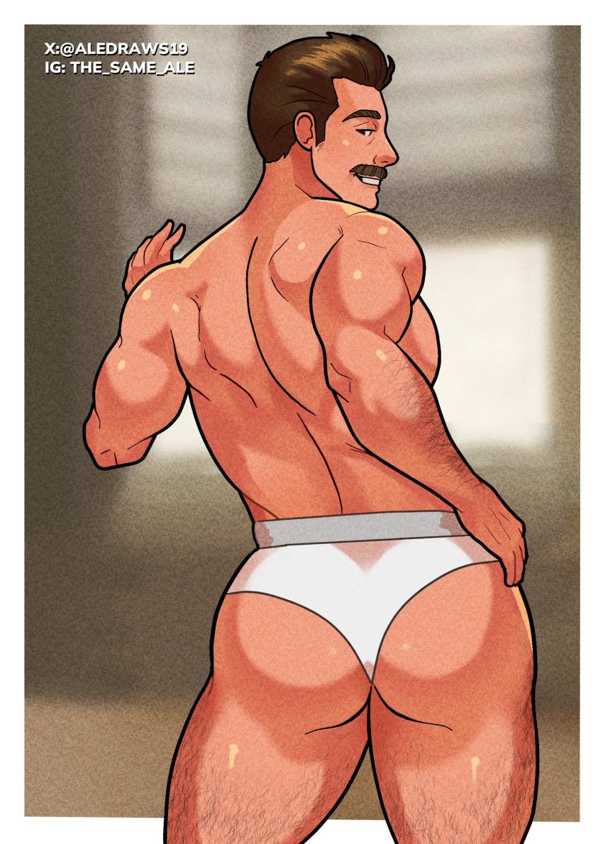 aledraws19 ass ass_focus big_ass big_butt bill_andersen bubble_ass bubble_butt daddy dilf gay inside_out looking_at_viewer looking_back male male_only solo solo_focus solo_male underwear_only