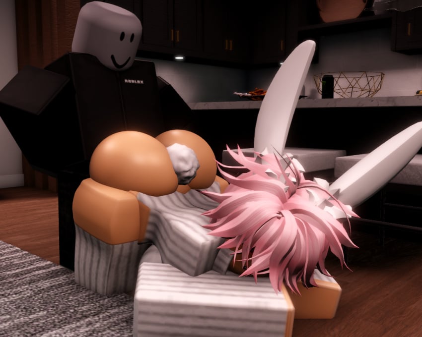 1boy 1girls 3d ass bed bedroom big_ass big_breasts big_penis breasts bunny_girl cute doggy_style pink_hair roblox robloxian self_upload short_hair smg32 tagme