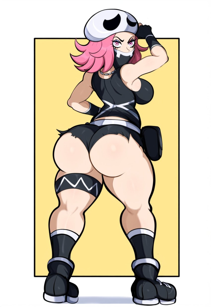 ai_generated dat_ass female female_focus female_only full_body huge_ass mask mullon novelai pokemon pokemon_sm solo team_skull team_skull_grunt team_skull_grunt_(female) that_ass_was_fat