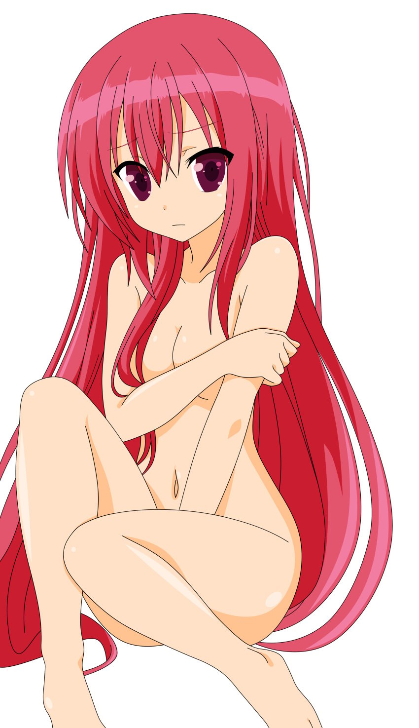 absurdres claire_rouge female highres hips legs long_hair navel nude open_mouth photoshop red_eyes red_hair seirei_tsukai_no_blade_dance thighs vector_trace