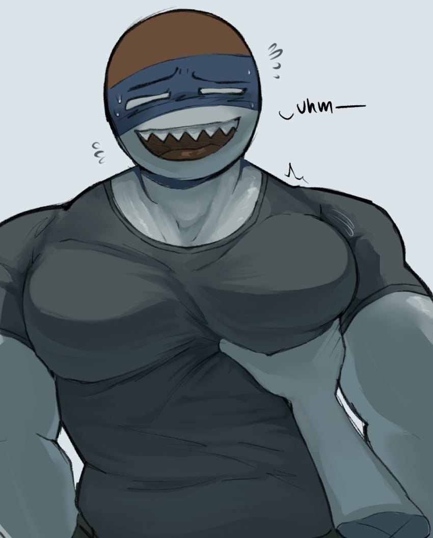 countryhumans groping male_focus male_only manboobs pecs serbia_(countryhumans) sharp_teeth