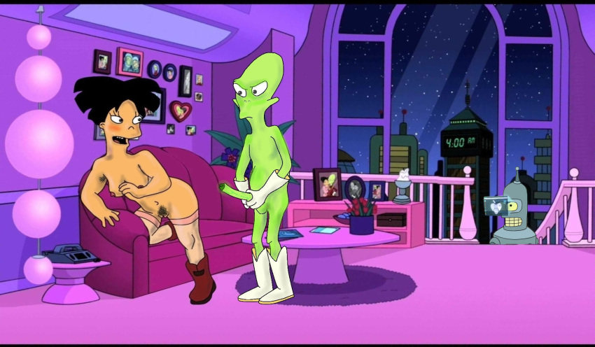 amy_wong bender_bending_rodriguez breasts female futurama human kif_kroker male robot straight