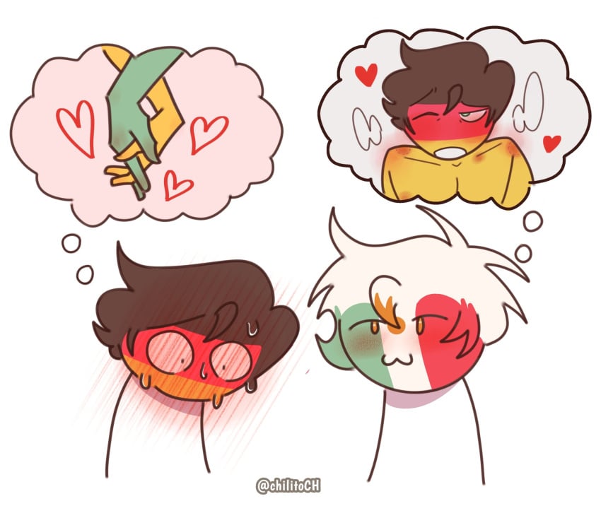 blush countryhumans gay germany_(countryhumans) hand_holding mexico_(countryhumans) moaning