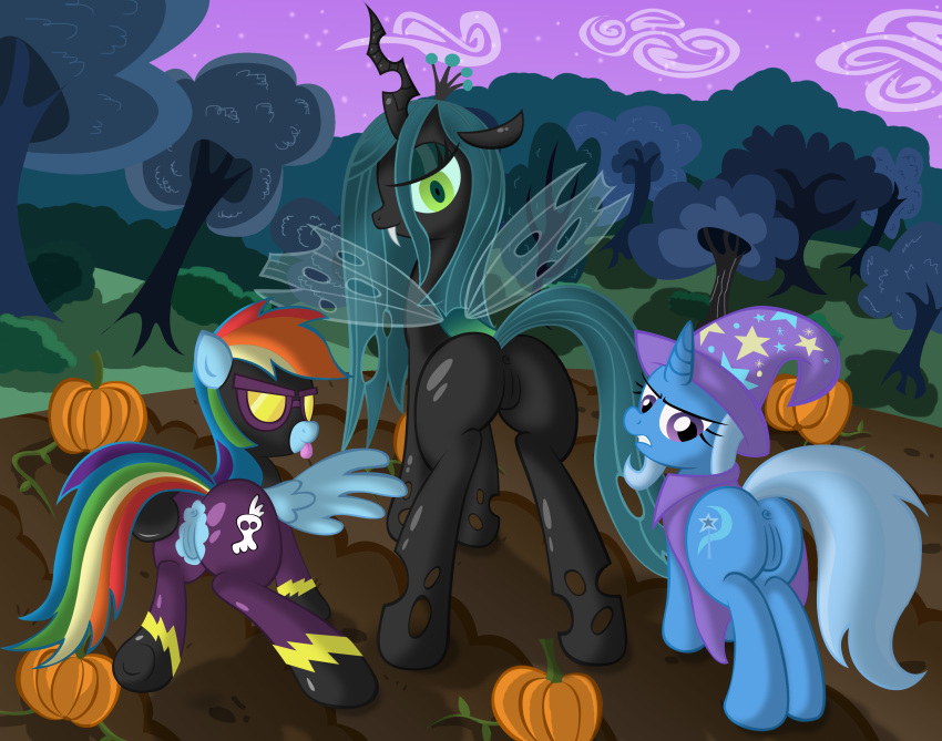 friendship_is_magic my_little_pony queen_chrysalis_(mlp) rainbow_dash_(mlp) smooth_skin trixie_(mlp) ziemniax