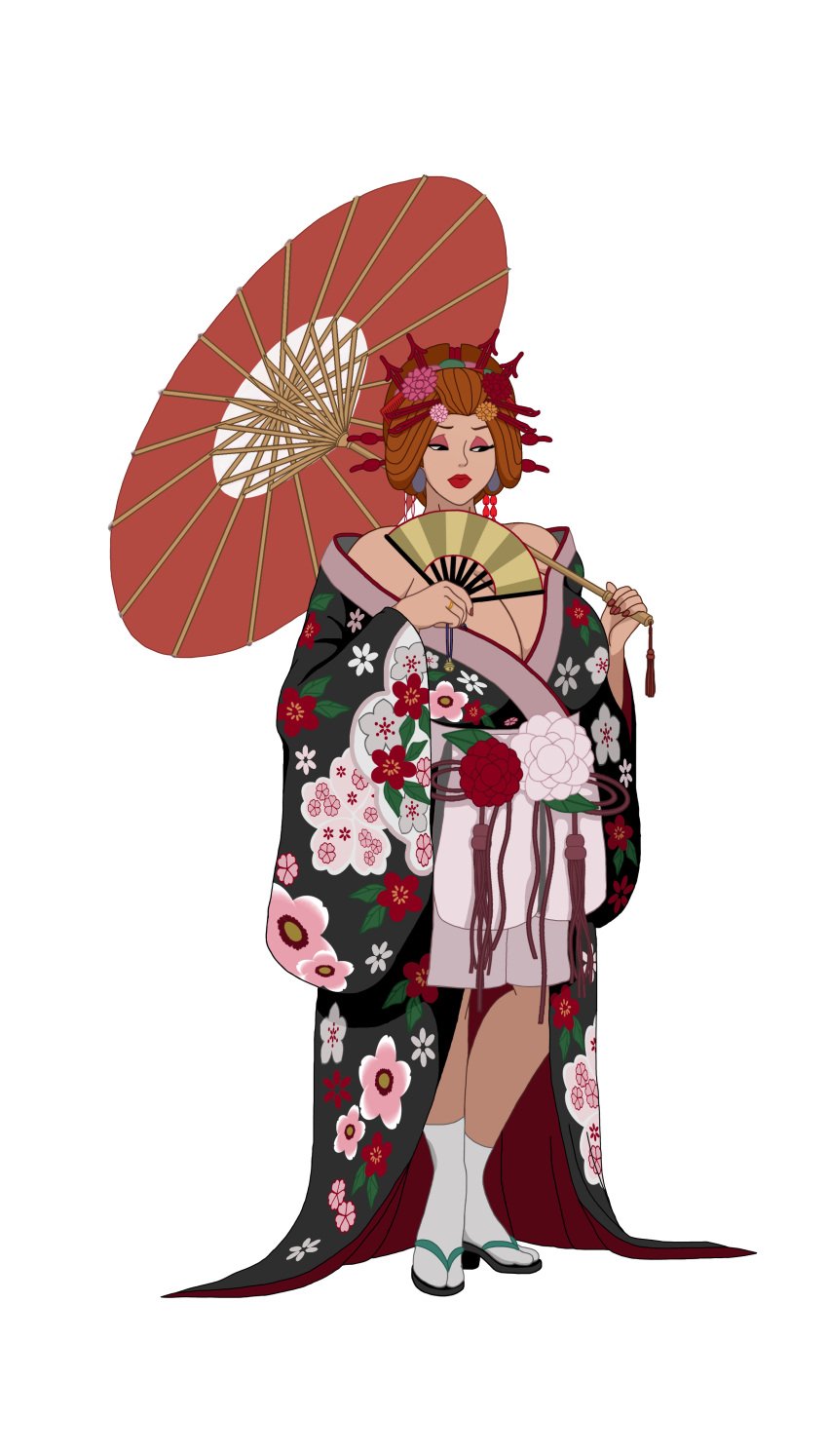 big_ass big_breasts debra_(discreenvision) discreenvision edit inusen japanese_clothes kimono long_hair milf tagme the_secret_of_the_house