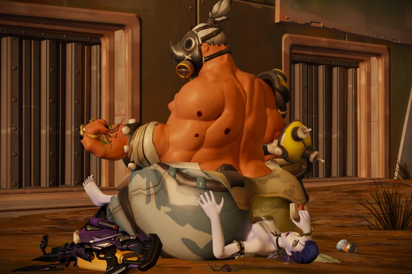 1boy 1girls 3d defeated disgusted facesitting fart fart_cloud fart_fetish fart_torture farting fat female femsub male male_fart maledom overwatch overweight overweight_male roadhog smell widowmaker