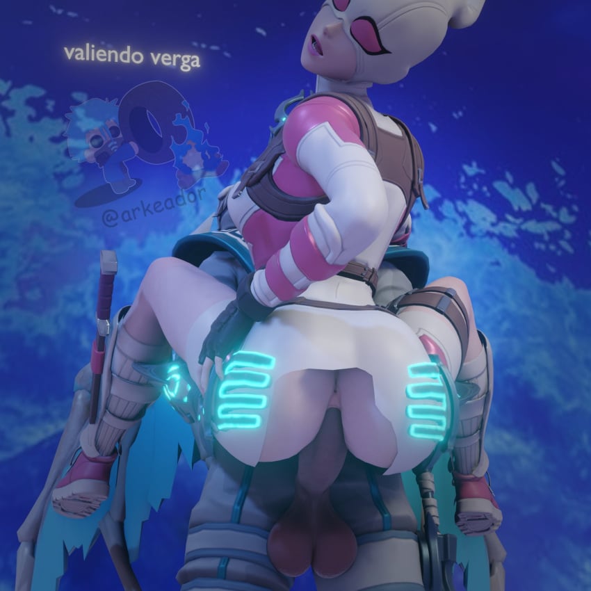 1boy 1boy1girl 1girls 3d 3d_(artwork) arkeador fortnite gwen_poole gwenpool marvel marvel_comics mask spanish_text tagme text vaginal_penetration