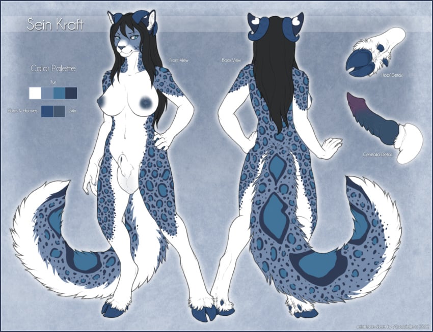 1futa anthro balls blue breasts dickgirl feline futanari goat horn hybrid intersex leopard model_sheet nipples nude penis seinkraft snow_leopard solo_futa