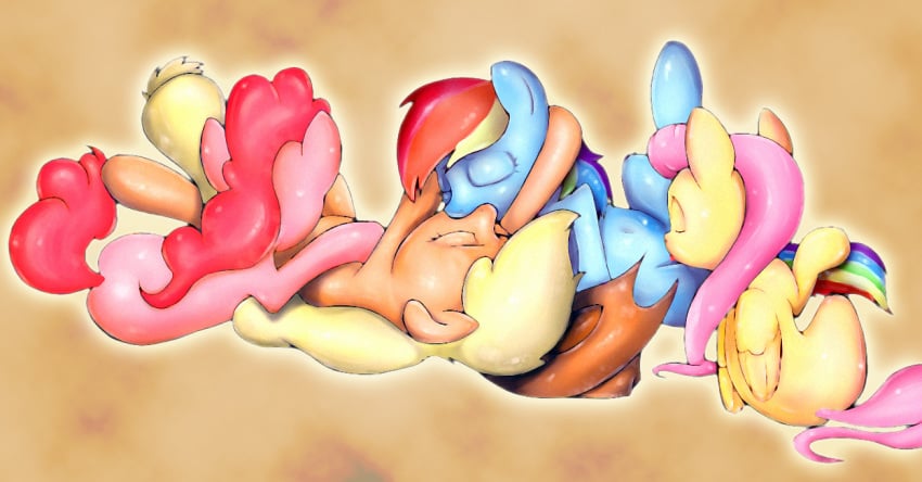 2013 applejack_(mlp) blonde_hair blue_fur closed_eyes cowboy_hat cunnilingus cutie_mark equine female feral fluttershy_(mlp) friendship_is_magic group hair hat horse kissing multicolored_hair my_little_pony oral oral_sex orange_fur pegasus pink_fur pink_hair pinkie_pie_(mlp) pony rainbow_dash_(mlp) rainbow_hair sex sharpy vaginal_penetration wings yellow_fur yuri