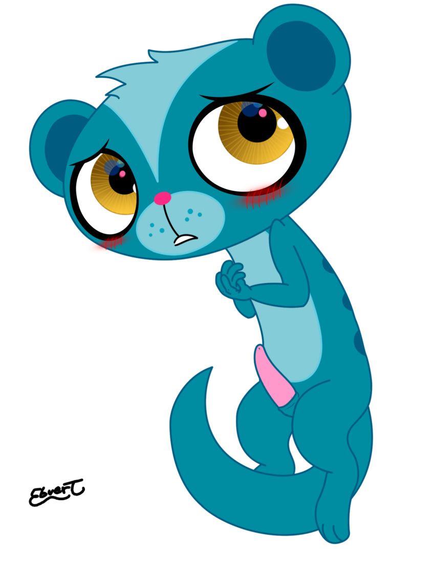 1boy blue blush ebvert littlest_pet_shop male male_only mongoose penis solo sunil_nevla