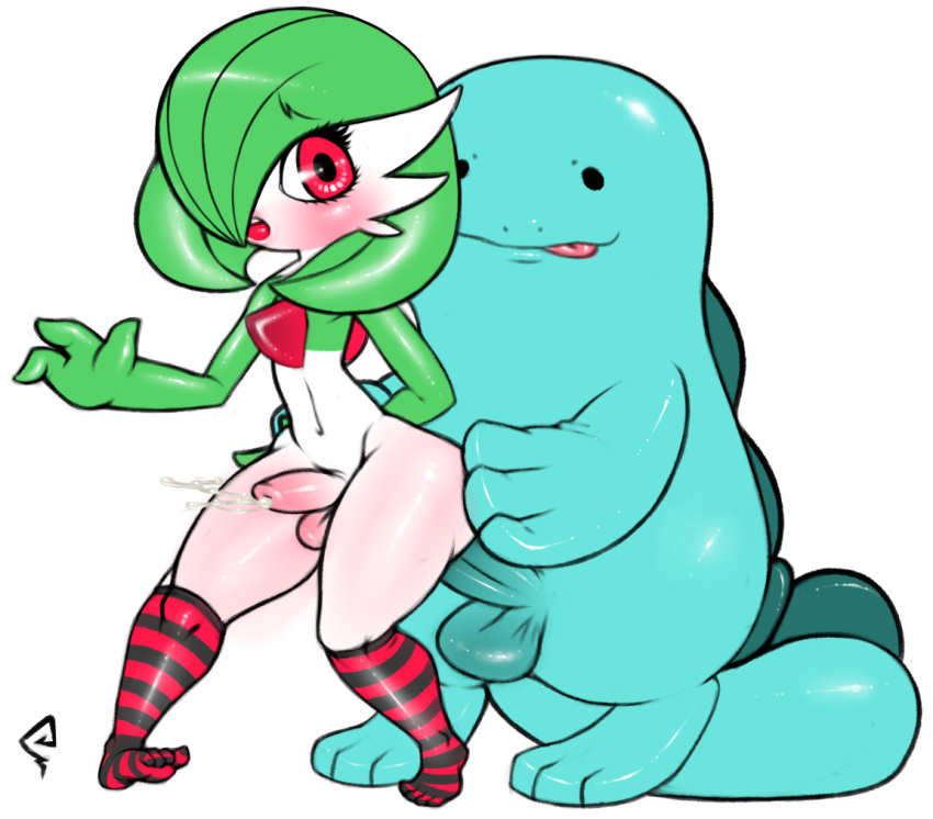 2boys anal_sex anthro blush clothing cum cumming femboy femboysub gardevoir gay legwear male male_gardevoir male_only male_penetrated male_penetrating male_penetrating_male maledom nintendo nude nude_male pokemon pokemon_(species) pokemon_rse quagsire socks tagme thick_thighs trap western_art zeeman