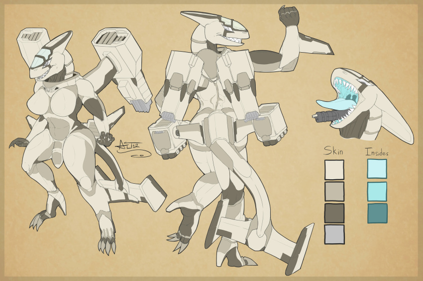 airplane android animal claw clenched_teeth dickgirl fin fish full-length_portrait full_length gunship hi_res highres imogen intersex living_machine machine marine mecha mechwalker metal model_sheet portrait posing robot shark solo standing whitedragon