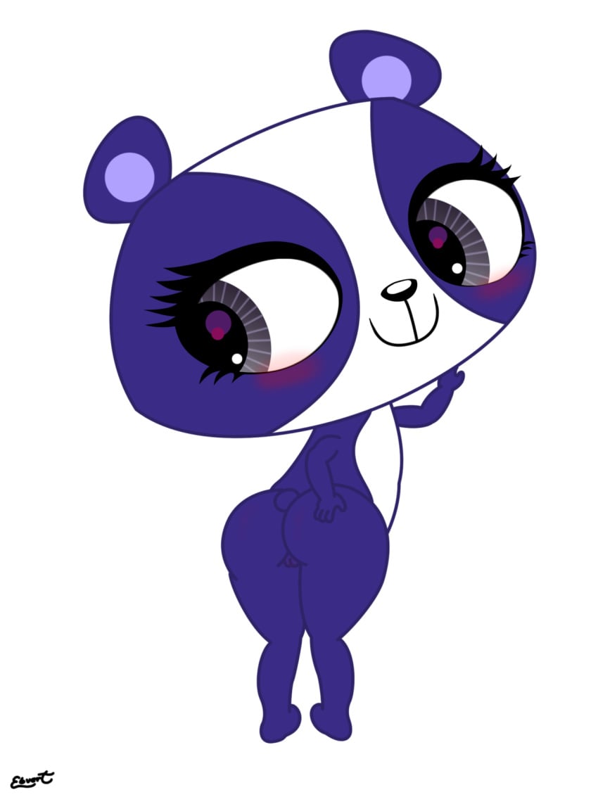 ass blush ebvert littlest_pet_shop looking_back panda penny_ling presenting presenting_hindquarters purple pussy solo