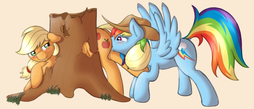 applejack_(mlp) cum cutie_mark equine female friendship_is_magic horse licking my_little_pony pony rainbow_dash_(mlp) ratofponi smooth_skin tongue