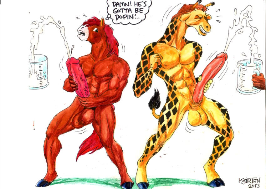 10s 2013 2boys balls competition cum dated english_text equine erect_penis erection excited full furry gay giraffe horse hyper karno male male_only muscles n no_humans penis sweat text toned valmir