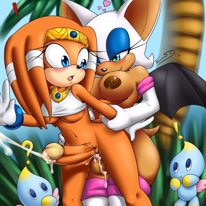 <3 2d anthro areola balls big_breasts blue_eyes blush breasts chao_(sonic) cum cum_in_pussy cum_inside cum_while_penetrated dickgirl echidna elbow_gloves female furry futa_on_futa futanari gloves green_eyes hands-free_orgasm heart herm intersex mobian mobian_(species) mobian_echidna nipples penis pherociouseso pussy rouge_the_bat sega skimpy sonic_(series) sonic_adventure sonic_the_hedgehog_(series) tail tailwag tikal_the_echidna vein veiny_penis voluptuous wide_hips wings