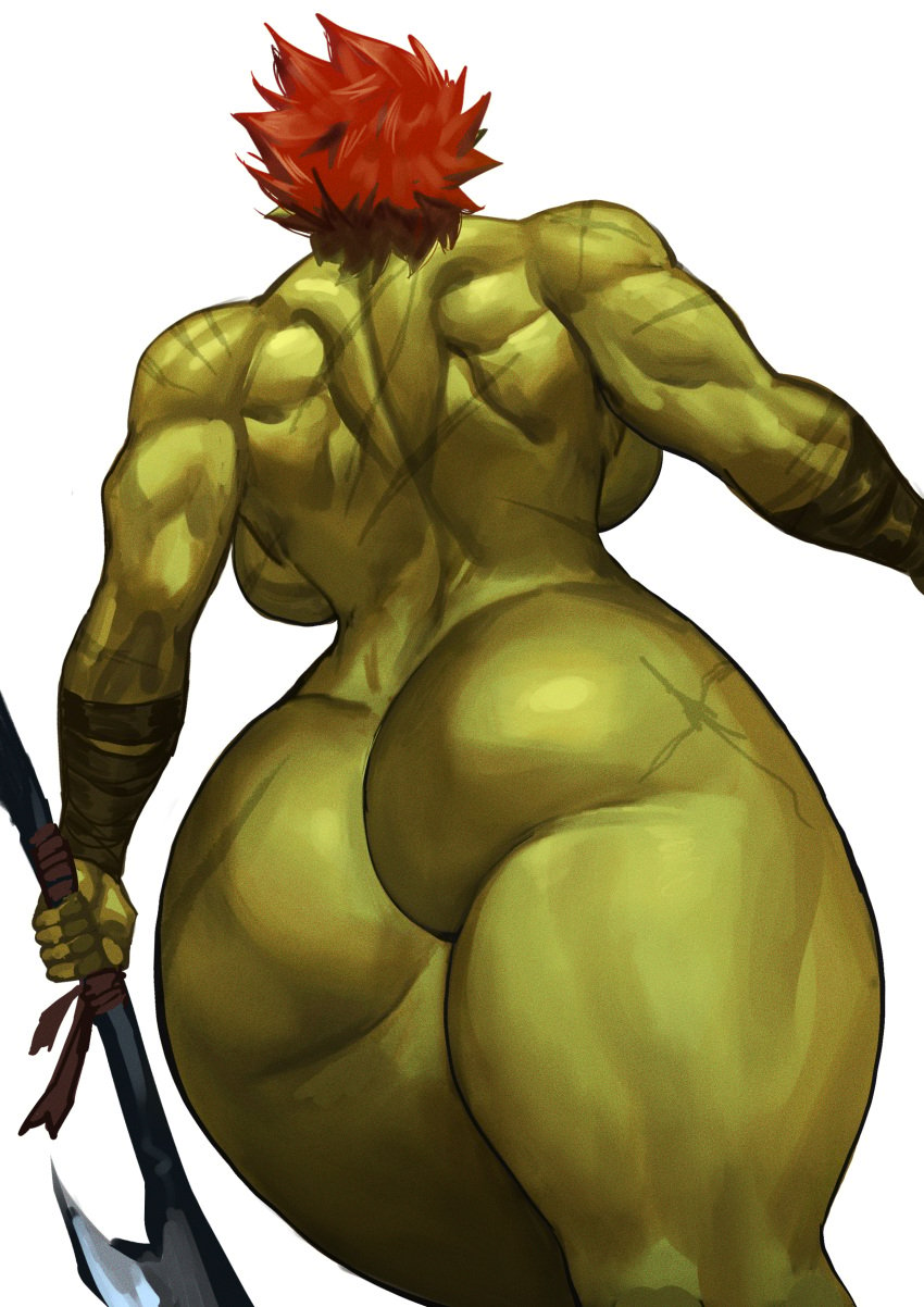 ass ass_focus back_view cassandra_(virgoart1509) dat_ass fat_ass green_skin muscular muscular_female nude orc orc_female phat_ass solo solo_female solo_focus virgoart1509