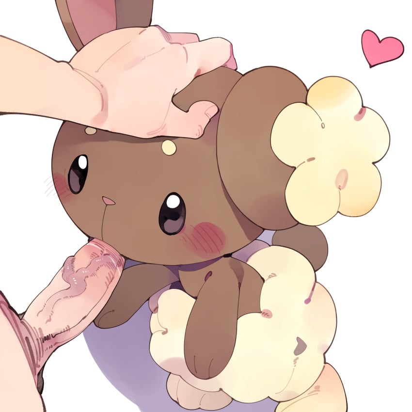 absurd_res balls blush brown_body brown_fur buneary duo fellatio female feral fur game_freak generation_4_pokemon genitals headpat heart_symbol hi_res human humanoid_genitalia humanoid_penis male male/female mammal nintendo oral penile penis pokemon pokemon_(species) scut_tail sex short_tail tail vein veiny_penis youjomodoki