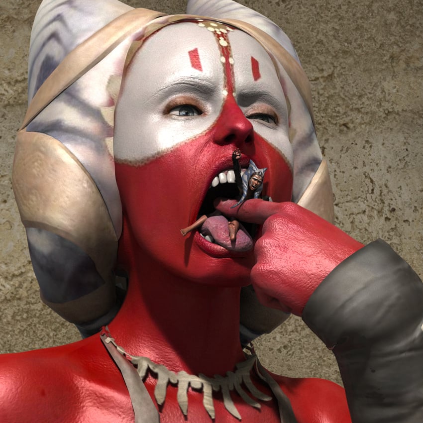 2girls ahsoka_tano female female_only female_pred female_prey giantess jerem31 larger_female lesbian macro micro micro_on_macro minigirl oral_vore shaak_ti size_difference smaller_female star_wars togruta vore yuri