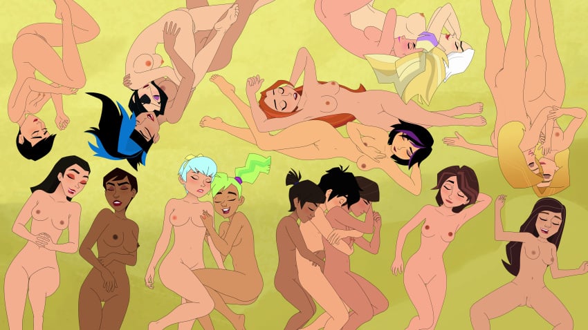 17girls 1boy aunt_and_nephew beach big_hero_6 big_hero_6:_the_series black_hair blonde_hair blue_hair breast_grab brown_hair cass_hamada clones dark_skin diane_amara disney eyepatch gogo_tomago green_hair hiro_hamada honey_lemon hugging_from_behind incest judy_(big_hero_6) juniper_(big_hero_6) karmi legs_apart legs_together liv_amara long_hair marvel marvel_comics mayor_saito megan_cruz mehefin013 momakase multiple_girls nude nudist nudist_beach olivia_(big_hero_6) orange_hair professor_grace_granville short_hair sirque_(big_hero_6) sleeping trina_(big_hero_6) viewed_from_above wendy_wower white_hair yama's_assistant