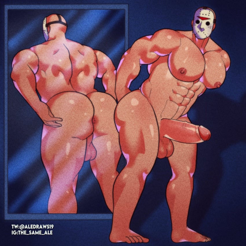 aledraws19 ass balls bara bent_over big_penis boner erection friday_the_13th hockey_mask jason_voorhees male male_only mask mirror muscles muscular nude penis solo solo_male