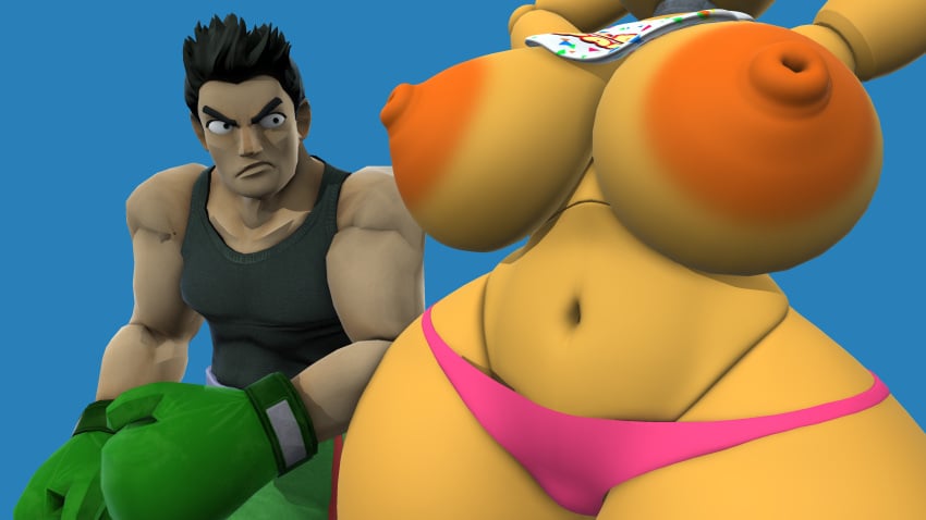 1boy 1girls 2024 3d 3d_(artwork) big_breasts bird breasts crossover eastern_and_western_character five_nights_at_freddy&#039;s five_nights_at_freddy&#039;s_2 furry_female little_mac muscular muscular_male nintendo_switch nude nude_female punch_out surprised_expression toy_chica_(fnaf)