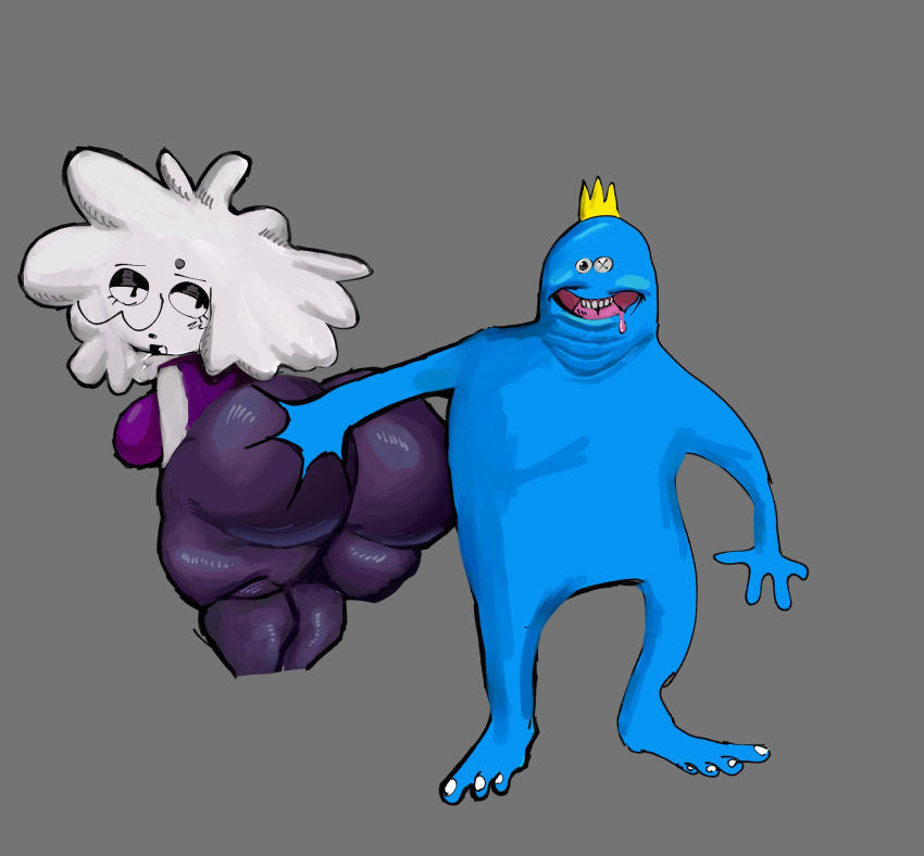 ass ass ass_focus ass_grab ass_up big_ass big_breasts blue_body breasts crown eyeshadow fur_ghost ghostfluff0 grabbing grabbing_ass tagme white_body youtube_shorts youtube_slop