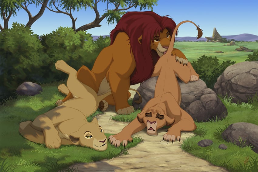 2024 blue_eyes closed_eyes disney felid female female_feral feral fur group half-closed_eyes licking lion male male/female mammal mane multicolored_body multicolored_fur nala_(the_lion_king) narrowed_eyes pantherine reallynxgirl red_eyes red_mane simba simba_(the_lion_king) tan_body tan_fur the_lion_king tongue trio two_tone_body two_tone_fur vitani yellow_sclera