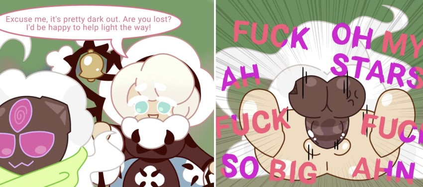 alternate_version_available blue_eyes cookie_run cotton_cookie english_text guyspermo_(itisspermo) instant_loss_2koma itisspermo mating_press moaning spermo_(itisspermo) unconsensual_to_consensual vaginal_penetration white_hair