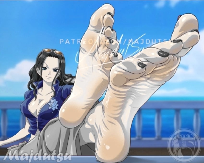 black_nails edited female female_only foot_fetish majdutsu nico_robin one_piece