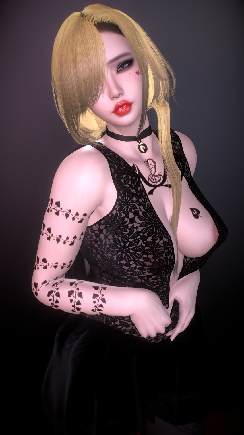 1girls 3d 4k areolae big_breasts blacked blonde_female blonde_hair breasts choker crashbanditkut dress female female_focus full-body_tattoo grey_eyes hair heart heart_tattoo heels hi_res high_resolution highres light-skinned_female light_skin lips lipstick long_hair looking_away navel_piercing original original_character piercing qos qos_tattoo queen_of_spades queen_of_spades_symbol queen_of_spades_tattoo red_lipstick seductive seductive_eyes seductive_look solo spade_tattoo stockings submissive submissive_female thighs virt-a-mate virtamate
