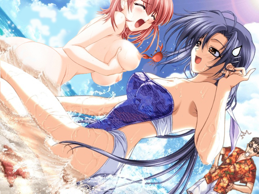 akemi breasts cute funny hasegawa_akemi kinoshita_takako large_breasts nude pia_carrot_(series) seashore tagme welcome_to_pia_carrot_3