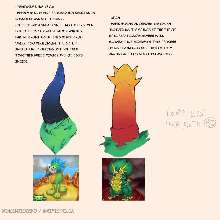 epic_repatillo_(my_singing_monsters) explanation feral genitals green_hair knot male_only mimic_(my_singing_monsters) monster_cock my_singing_monsters repatillo sketch_page tentacle_monster