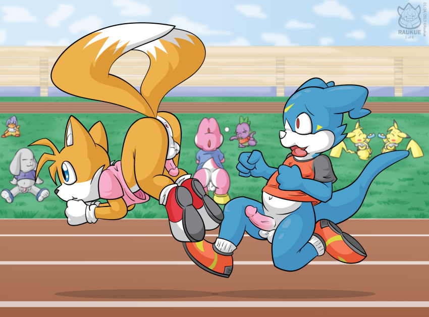 2013 anthro anus ass balls bottomless canine crossover digimon dragon erection fox friendship_is_magic fur furry_tail half-dressed male male_only mario_(series) mario_and_sonic_at_the_olympic_games multiple_tails my_little_pony nintendo outdoors penis pikachu pokemon raukue running sega smooth_skin sonic_(series) sonic_the_hedgehog_(series) spike_(mlp) tagme tail tails veemon video_games yoshi young