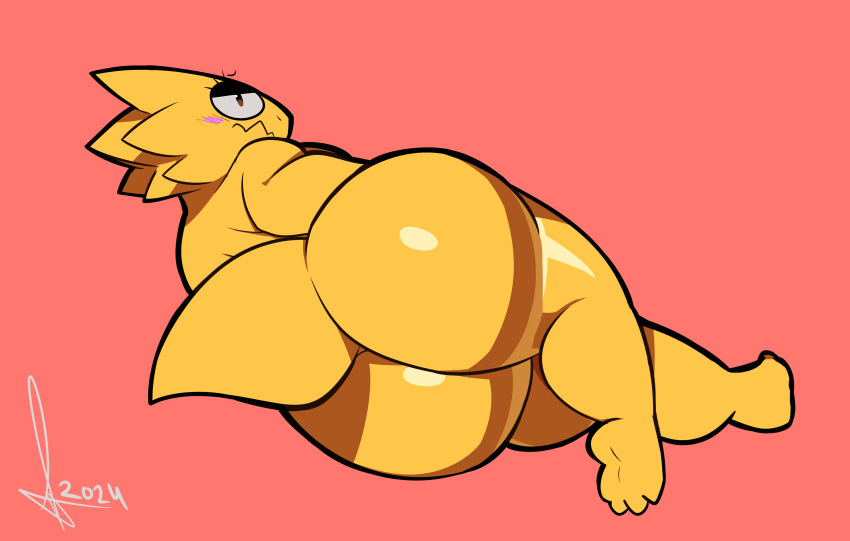 alphys anthro ass big_ass big_butt breasts bubble_butt butt chubby female hi_res huge_butt nude overweight overweight_female rear_view samirachuni slightly_chubby slightly_chubby_anthro slightly_chubby_female solo tail thick_thighs undertale undertale_(series) yellow_body