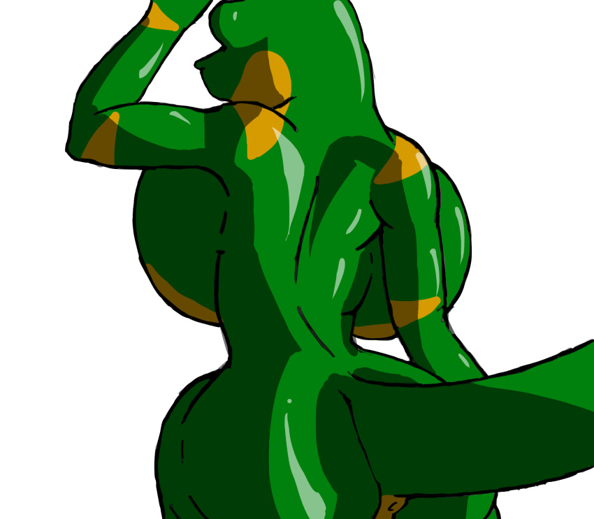 aisha_neavi anthro ass big_breasts breasts female plain_background scalie sitting