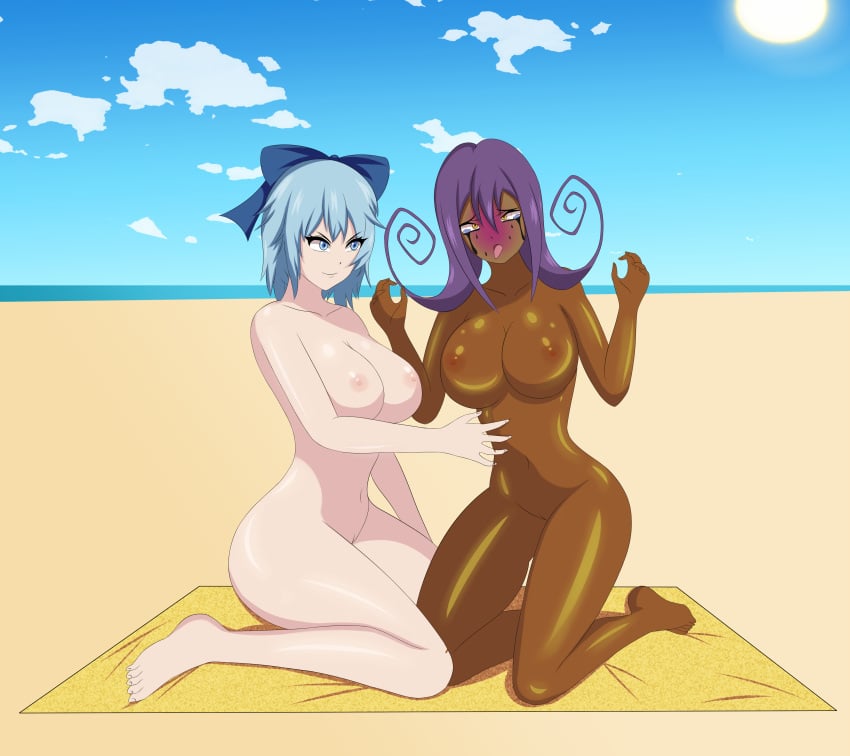 2girls ahe_gao anoneysnufftan applying_sunscreen asphyxiation beach beach_towel blair_(soul_eater) bloodshot_eyes blue_eyes blue_hair blush blushing_profusely breasts cirno crying edasbild embarrassed embarrassed_nude_female female female_only hairbow humiliation imminent_death killer_lotion lotion mascara_tears massage mind_break murder nipples nude ocean oil oiled orgasm peril punishment purple_hair pussy rubbing sand seaside shiny_skin sky snuff soul_eater suffocation summer sunbathing sunscreen tan tanned tanned_female tanned_skin tongue_out touhou towel yellow_eyes