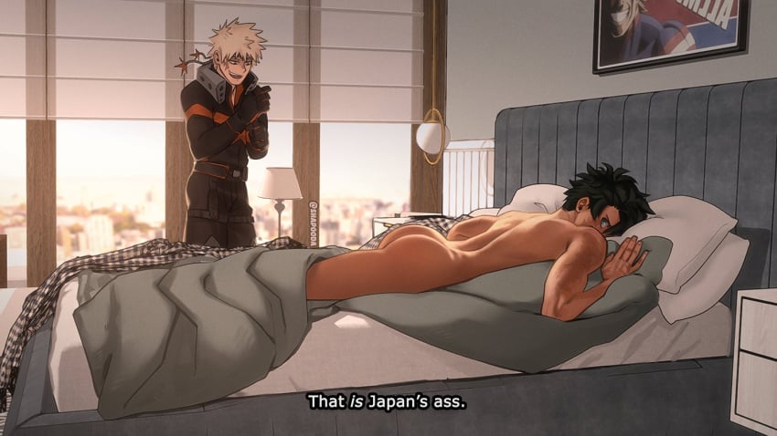 2boys after_sex aged_up all_might apartment ass ass_focus back bakudeku bakugou_katsuki bare_ass bare_back bare_legs bed bed_sheet bedroom black_gloves black_hair black_pants blonde_hair bones_(company) bubble_butt building butt_crack buttocks city clothed_male_nude_male clothing comedic comedy completely_nude courting curly_hair curtains deku dressing dressing_up embarrassed embarrassed_male english_subtitles english_text flirting frizzy_hair funny gay gay_sex gloves green_hair hero hero_costume huge_ass indoors izuku_midoriya katsuki_bakugou lamp large_ass legs looking_at_another lying male midoriya_izuku morning multiple_boys muscles muscular muscular_male my_hero_academia nude on_bed on_stomach open_mouth pants pillow poster putting_clothes_on red_eyes reference room round_ass scar scar_on_arm scar_on_hand sex shapooda short_hair shounen_jump shy sky skyscraper smile smirk spiked_hair spiky_hair spine standing subtitled subtitles superhero_costume teeth text toned_ass under_covers wide_ass window yaoi young young_adult young_male