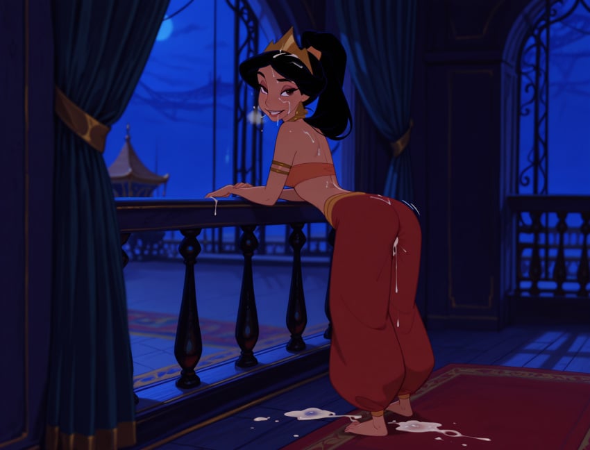 after_sex ai_generated cum_in_pussy cum_on_face princess_jasmine slave